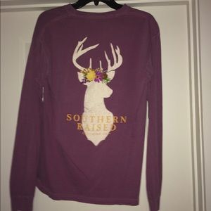 purple southern raised long sleeve tee